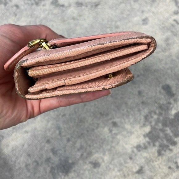 Prada Pink Saffiano Leather Bow Continental Long Wallet Detachable ID Holder - Picture 8 of 17